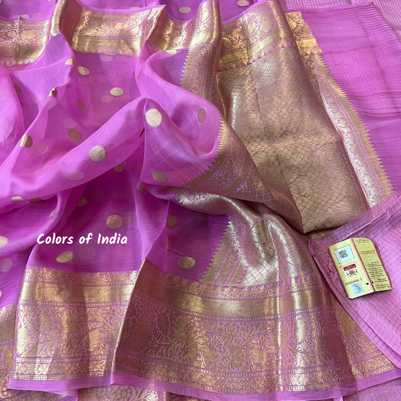 Banarasi Kora  Organza   Sarees with blouse  , FREE  DELIVERY