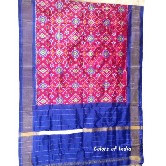 Maroon  100 % Pure Silk Ikat Dupatta  , FREE  DELIVERY