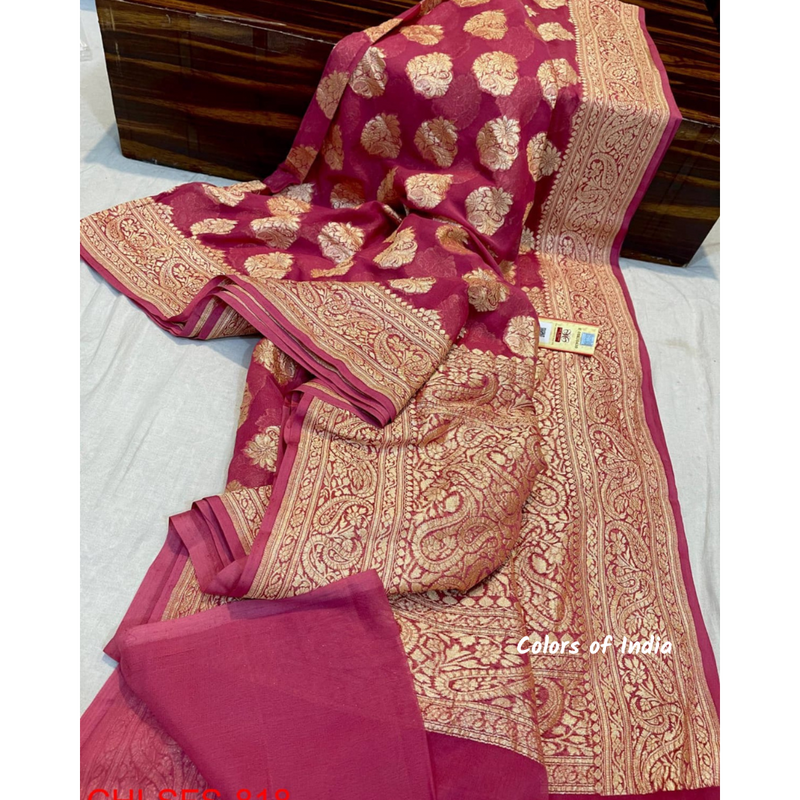 Banarasi Semi  Georgette Party Wear Sarees  with Blouse Piece , FREE DELIVERY
