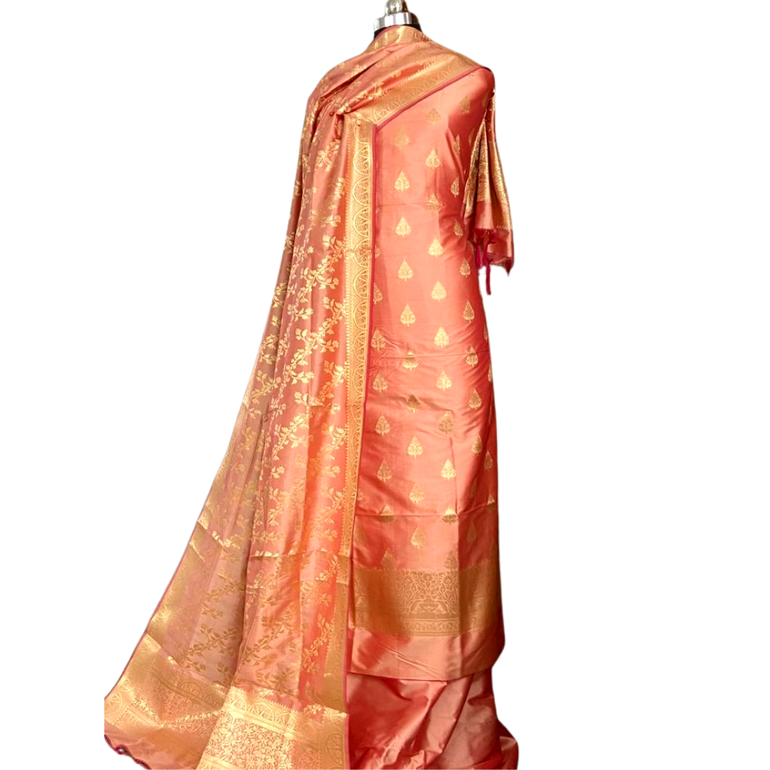 Banarasi   silk  wedding dress material  , FREE  DELIVERY