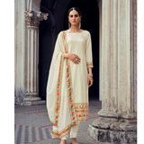 Offwhite Georgette  Party Wear Unstitched Dress Material , FREE DELIVERY