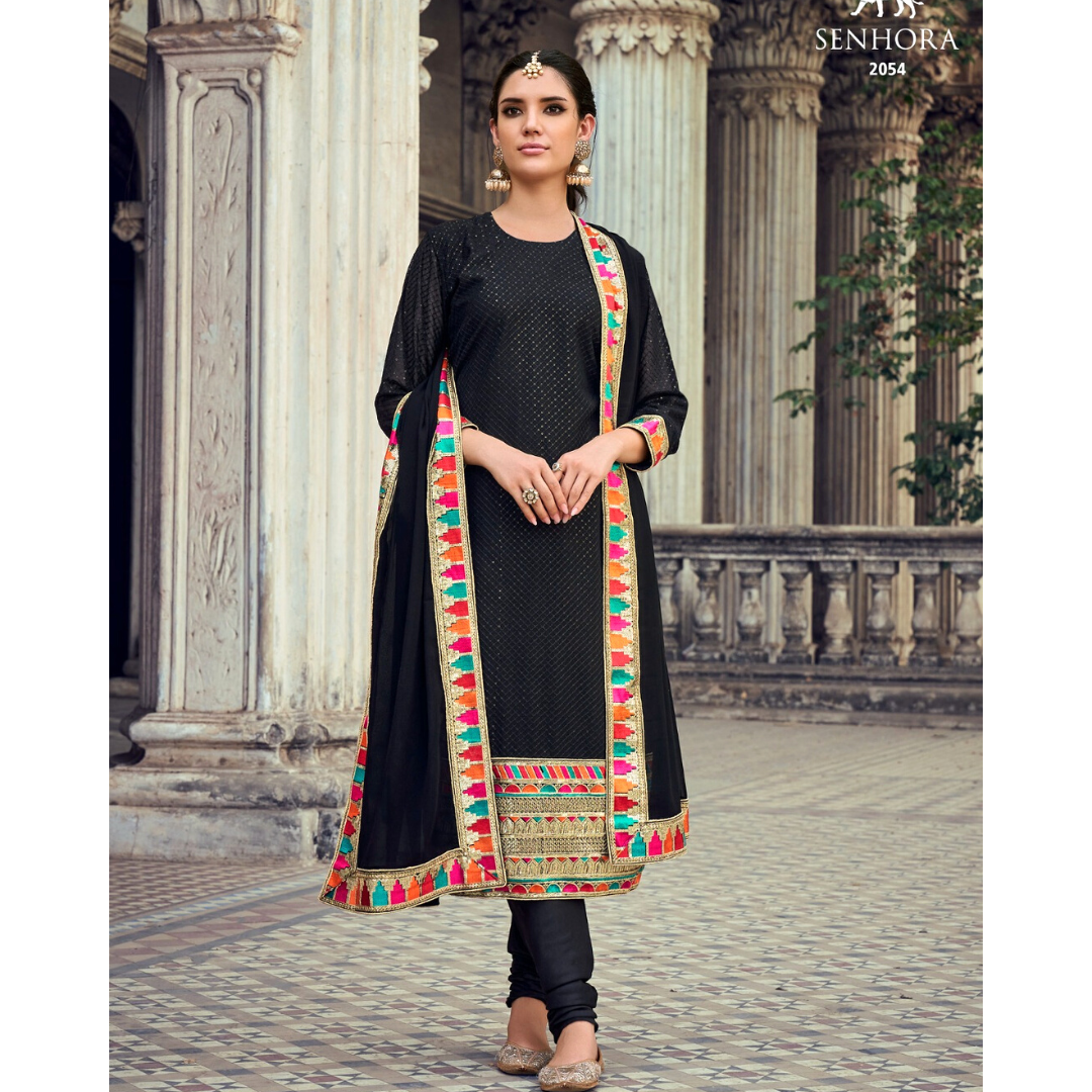 Offwhite Georgette  Party Wear Unstitched Dress Material , FREE DELIVERY