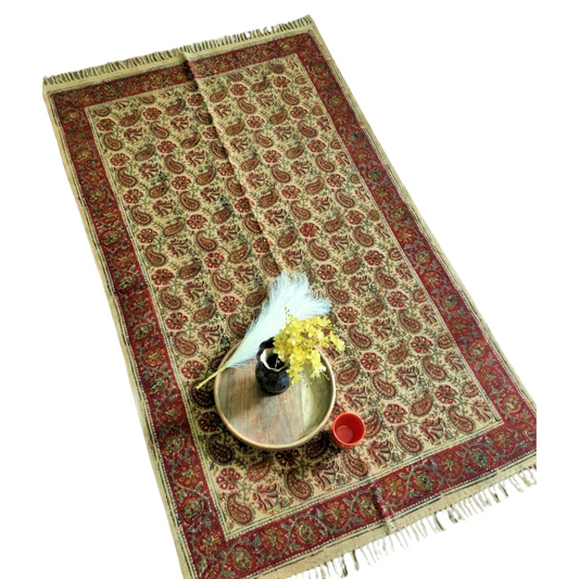 Paisleys Kalamkari Handmade Rug / Dhurrie / Runner , FREE  DELIVERY