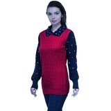 Red / Navy woollen sweater for women  , FREE  DELIVERY