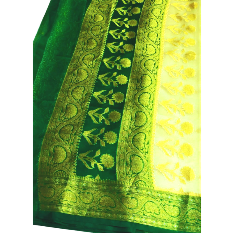 Green organza  party wear saree , FREE  DELIVERY