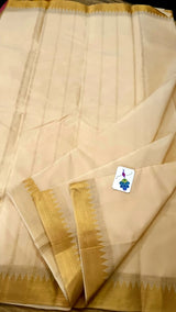 White saree with gold border , Summer Cotton Sarees , Handloom Cotton Sarees , FREE DELIVERY