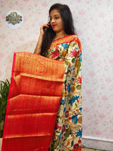 Pichwai  printed soft silk saree with heavy kanchi  zari border , FREE  DELIVERY