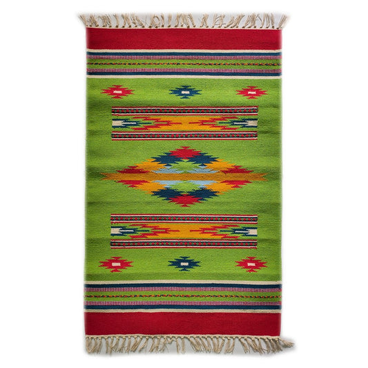 Green handwoven rug  for Christmas , FREE  DELIVERY