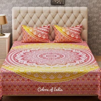 Yellow  Cotton Quilt Cover / Razai Cover / Duvet Cover  Double Bed With Zipper