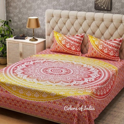 Yellow  Cotton Quilt Cover / Razai Cover / Duvet Cover  Double Bed With Zipper