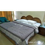 Grey cotton  quilt with border for double bed/ queen size bed  , FREE  DELIVERY