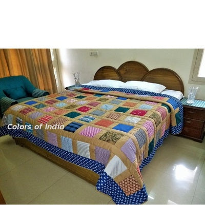 Handmade Patchwork Razai / Quilt  for King Size Bed  , FREE  DELIVERY