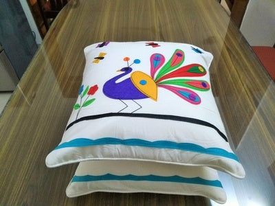 Peacock Cushion Cover Set , 16 inches x 16 inches , Set of 2 Cushion Covers  FREE DELIVERY