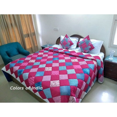 Pink Handmade Patchwork Quilt / Razai