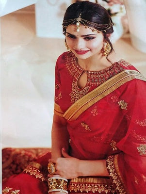 Red Bridal Lehenga Choli , Unstitched Lehenga
