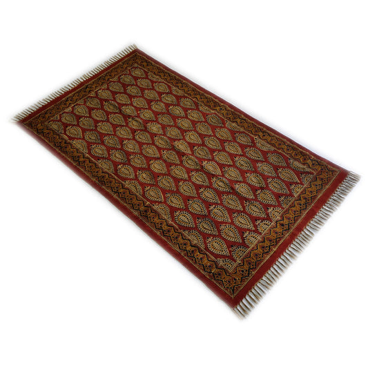 Paan shaped  kalamkari rug / dhurrie  / runner , FREE  DELIVERY