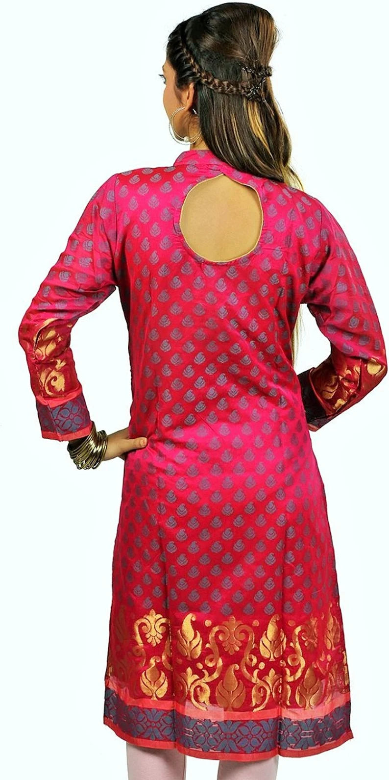 Pink   chanderi  cotton  kurta  , FREE DELIVERY