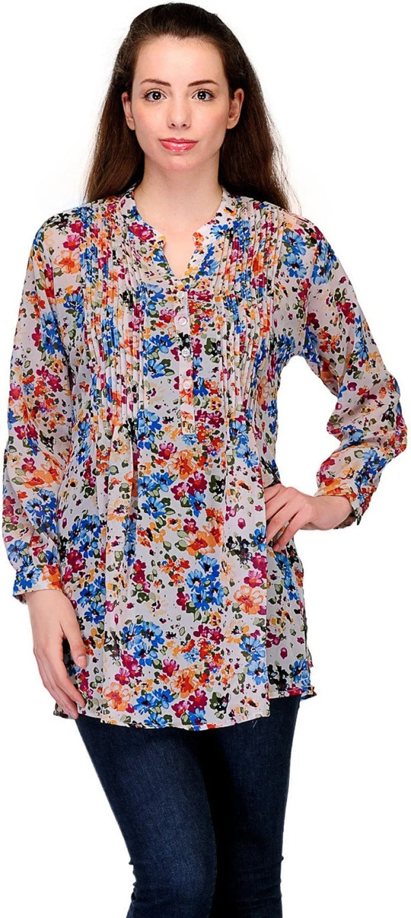 Printed Georgette Kurti for Women ,Chest 38 Inches  , FREE DELIVERY