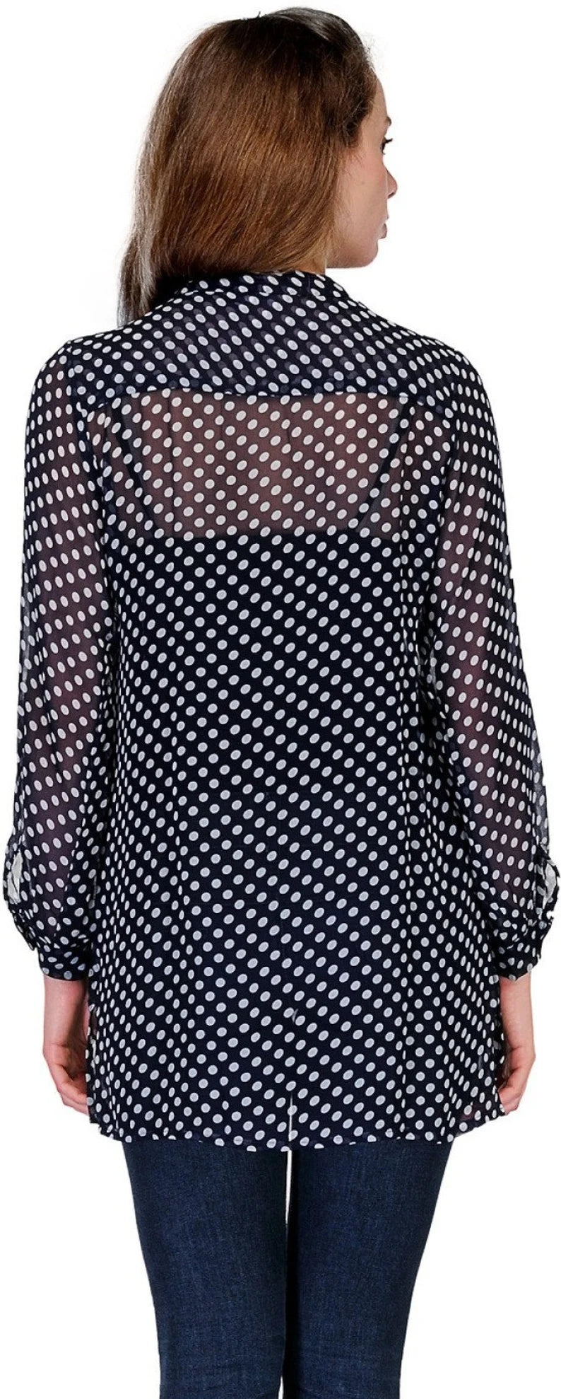 Navy  Polka Dot Georgette Kurti for Women  , FREE  DELIVERY