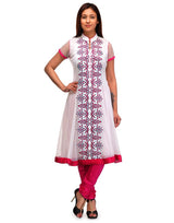 XS Size White Net Long Embroidered Kurta , FREE  DELIVERY
