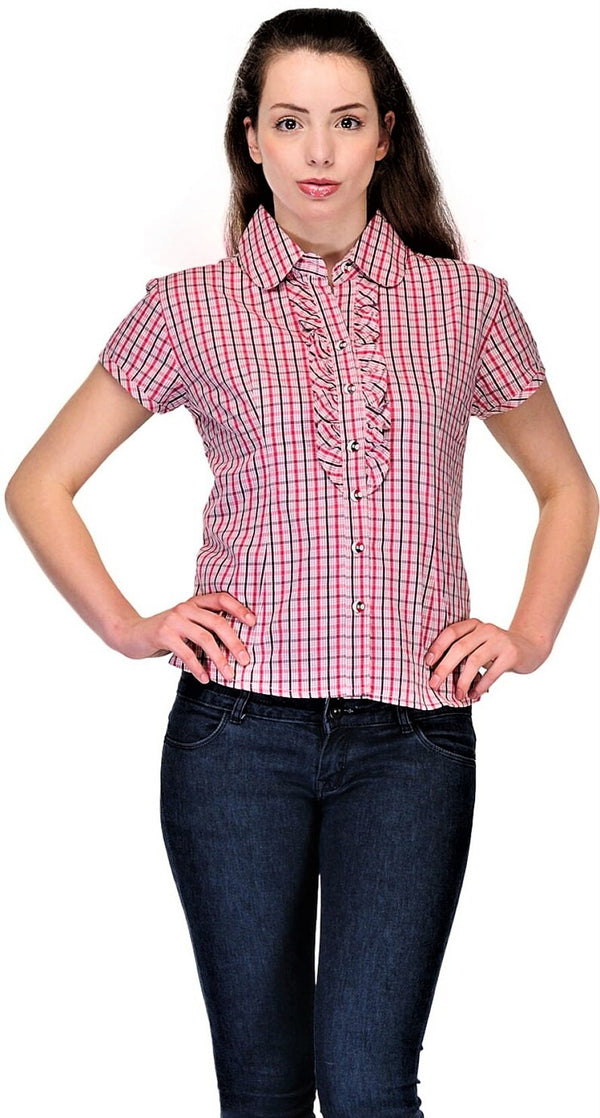 Red  and white  check top for women , Chest 38  Inches  , FREE  DELIVERY