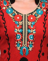 Red woollen embroidered kurti , Chest 38 Inches  ,FREE  DELIVERY