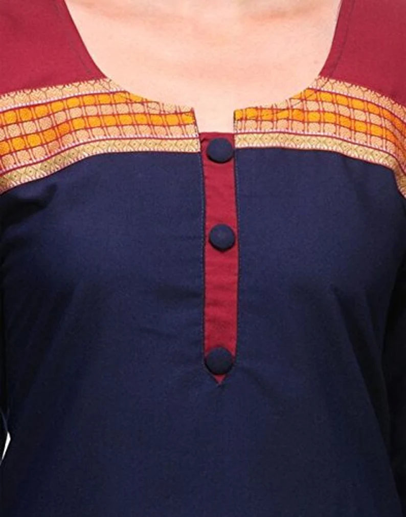 Navy Spun Winter Wear Kurti , Chest 40 Inches , FREE  DELIVERY