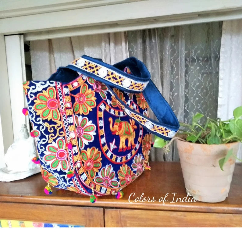 Blue Embroidered Tote Bags . FREE DELIVERY